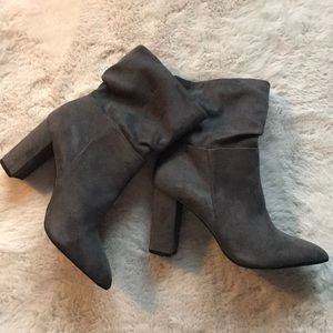 Grey heeled boots